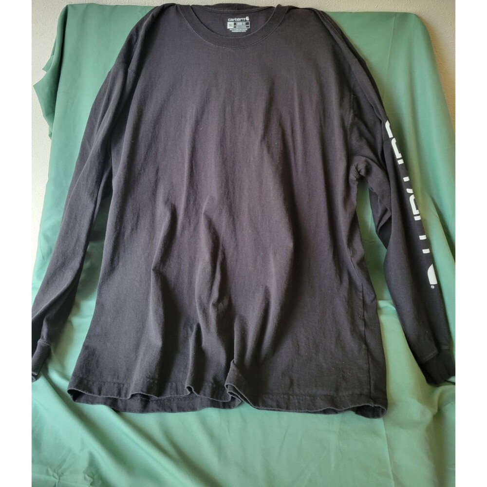Carhartt Men’s 2XL Loose Fit Long Sleeve Black Graphic Logo Sleeve Work Shirt - Picture 5 of 6